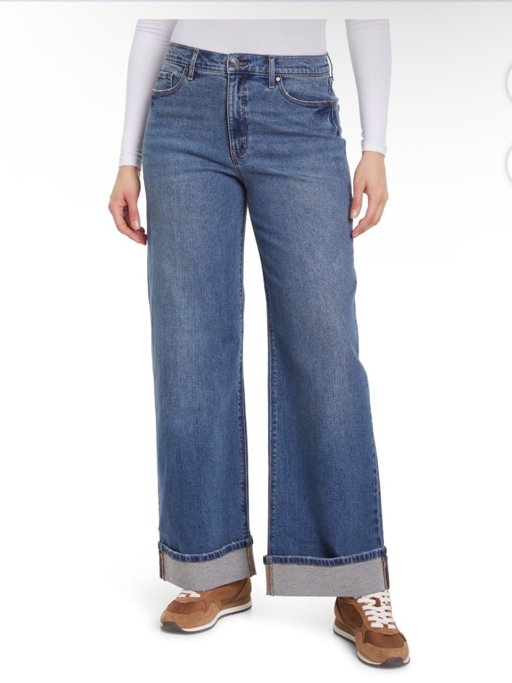 Nine West Women's High-Rise Wide Leg Blue Denim Jeans